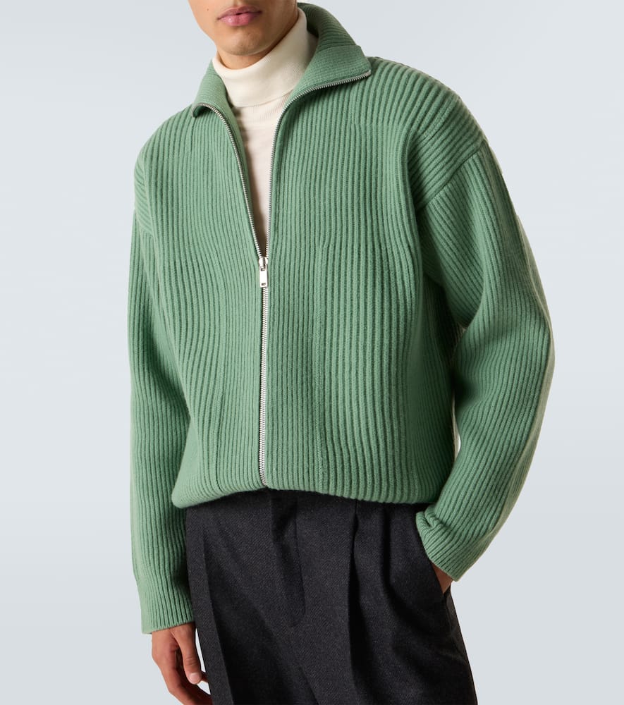 Wool zip-up cardigan