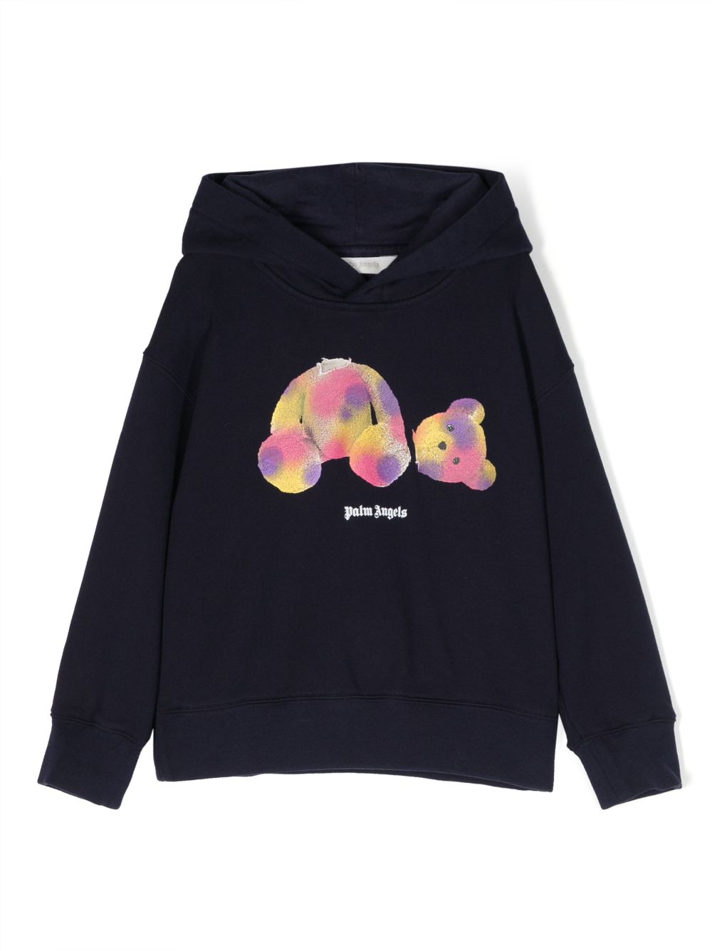 Teddy Bear-print cotton hoodie - Blue