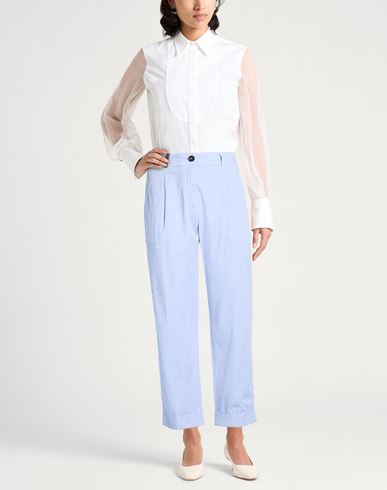 Woman Pants Sky blue Size 6 Cotton, Elastane