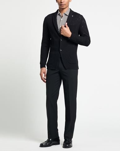 Man Cardigan Black Size L Cotton, Acrylic