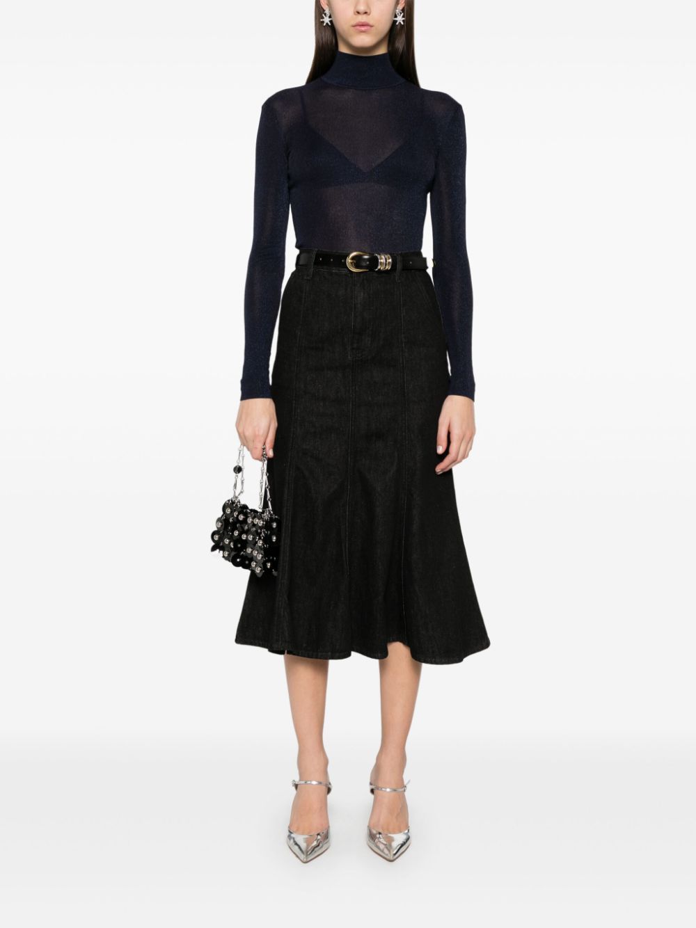 Flared midi skirt - Black