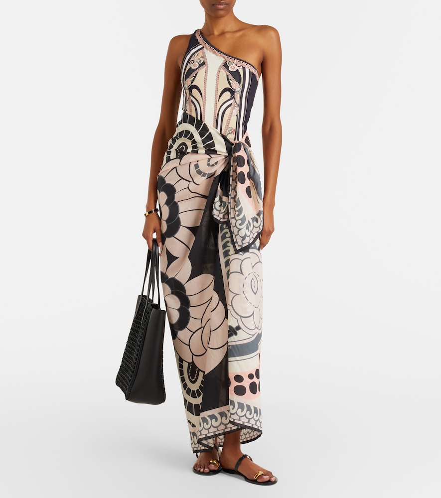 Printed cotton beach cover-up