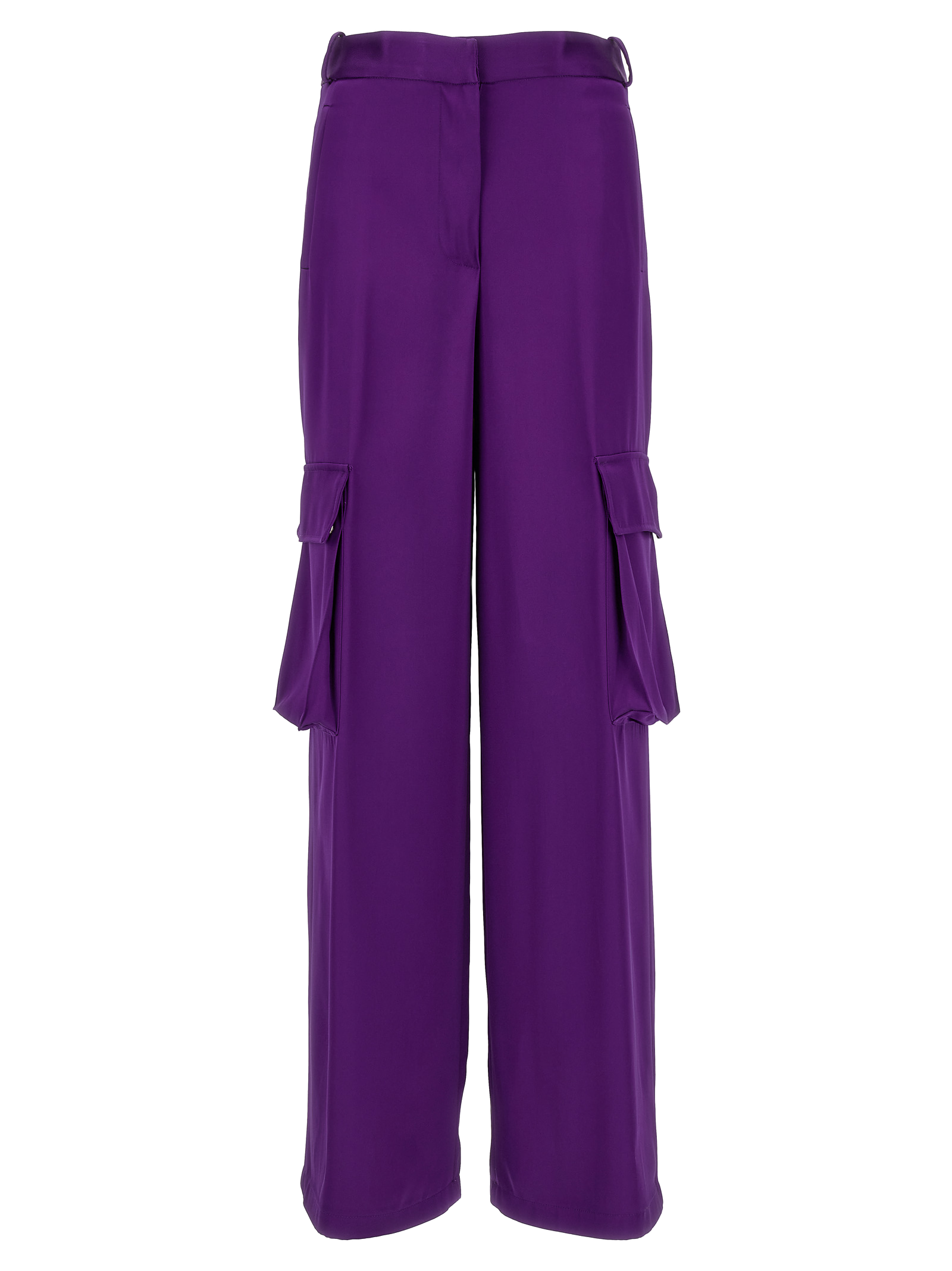 Satin Viscose Cargo Pants — Purple