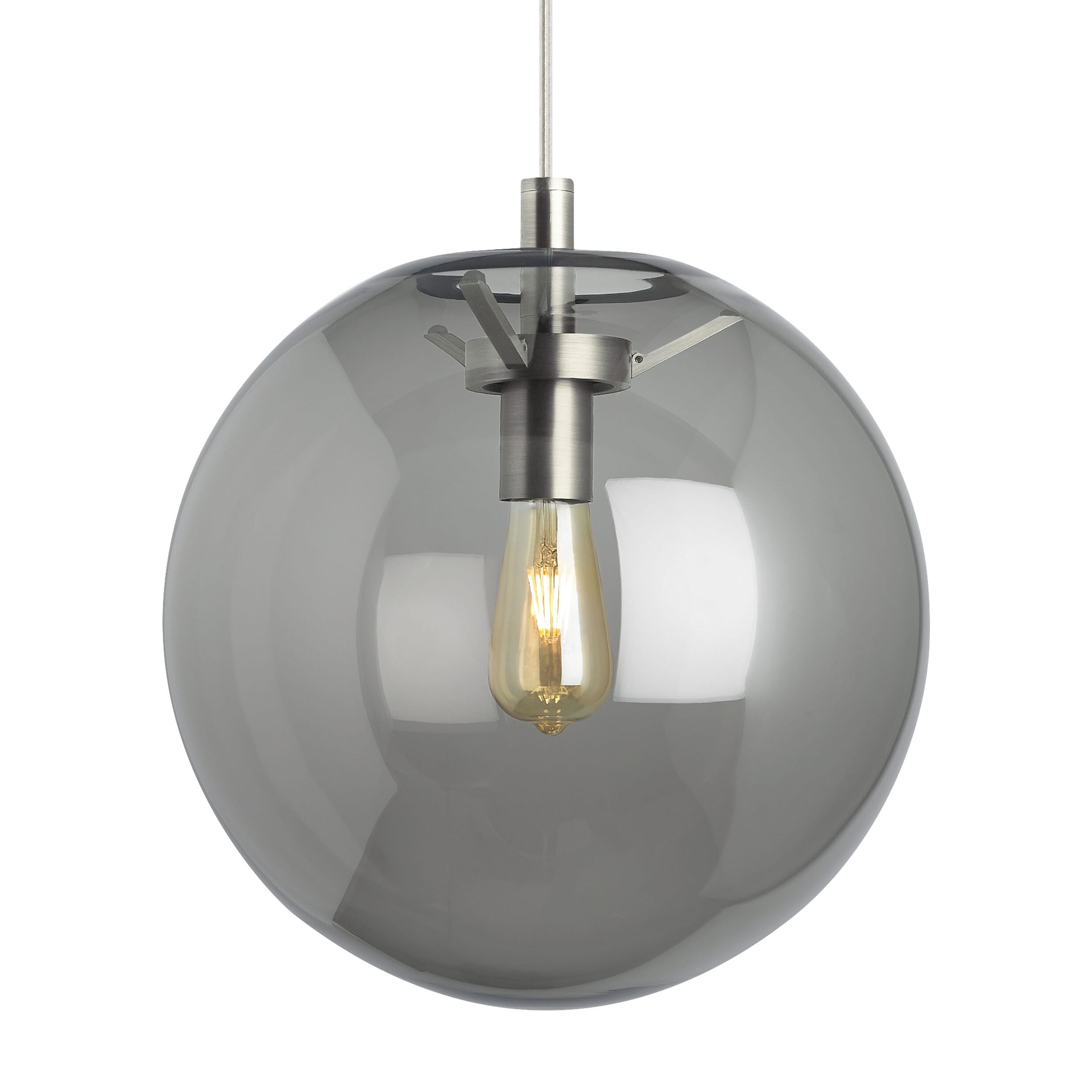 Palona 14" Pendant Light in Satin Nickel and Smoke