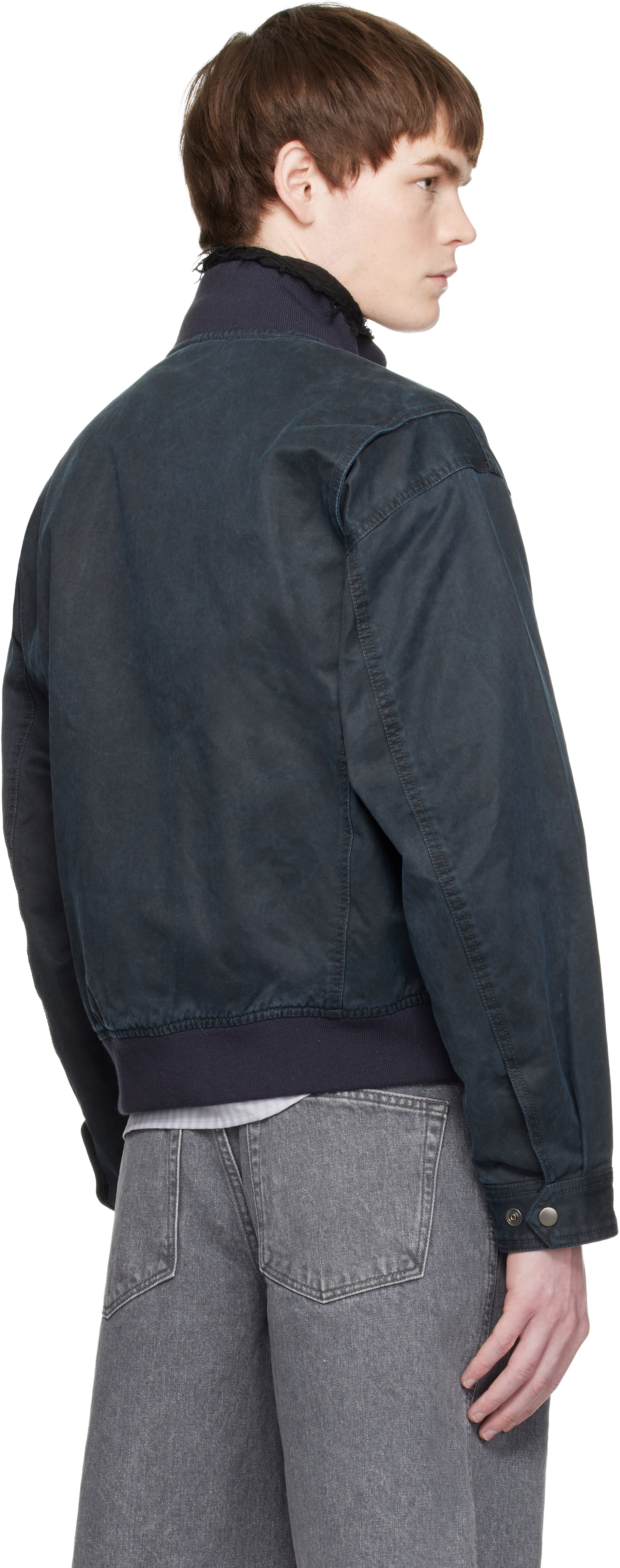 Navy Washed Deck Hook Lip Bomber Jacket