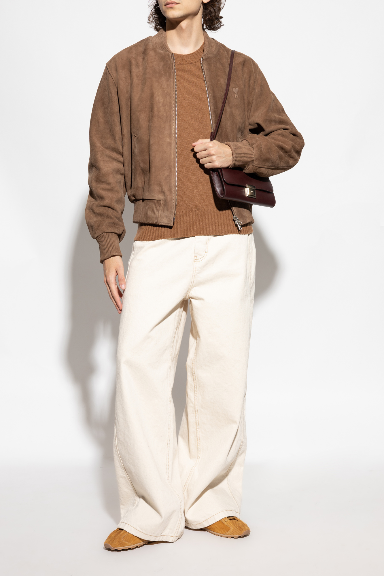Cashmere Sweater With A Crew Neckline, Men's, Beige