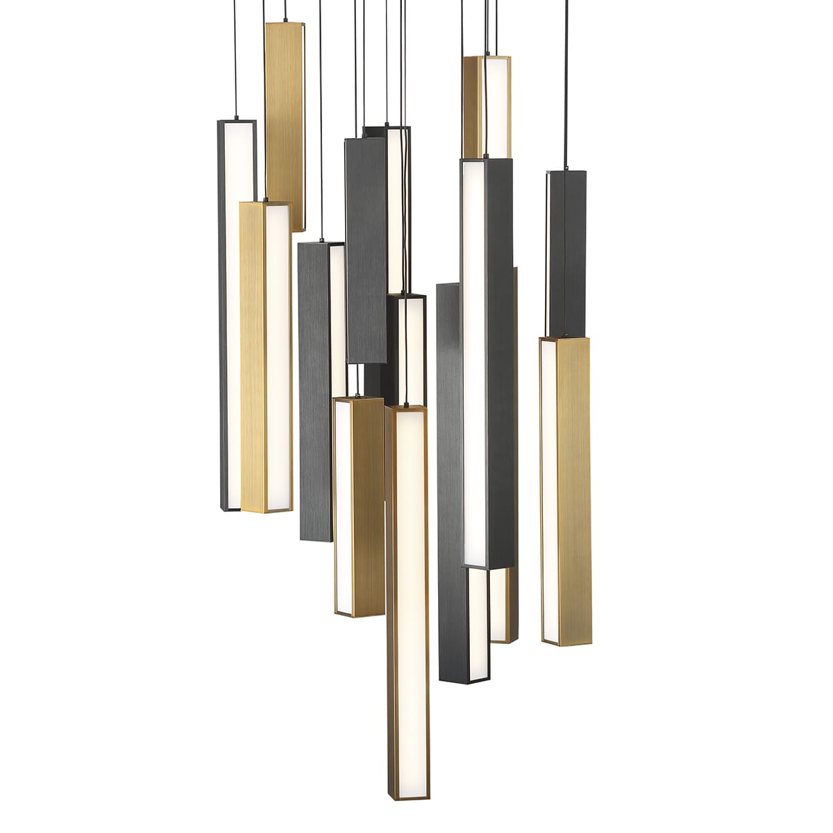 Modern Forms Chaos 15-Light Chandelier in Black and Aged Brass and Black