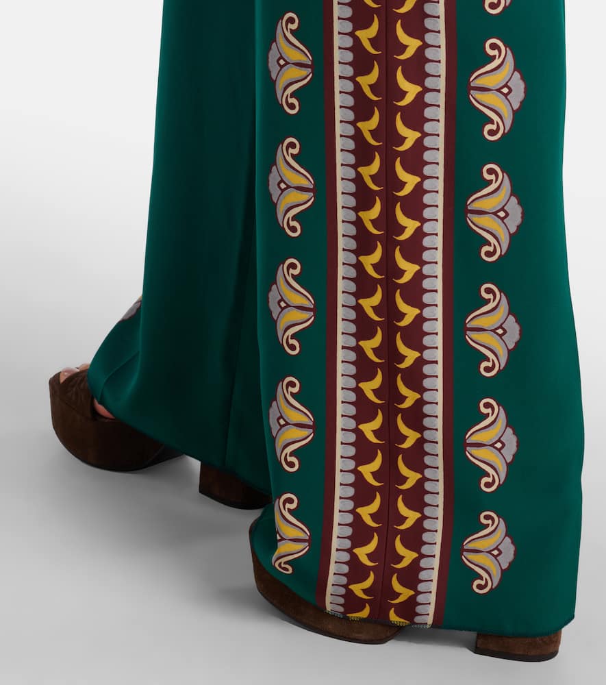 Printed silk wide-leg pants