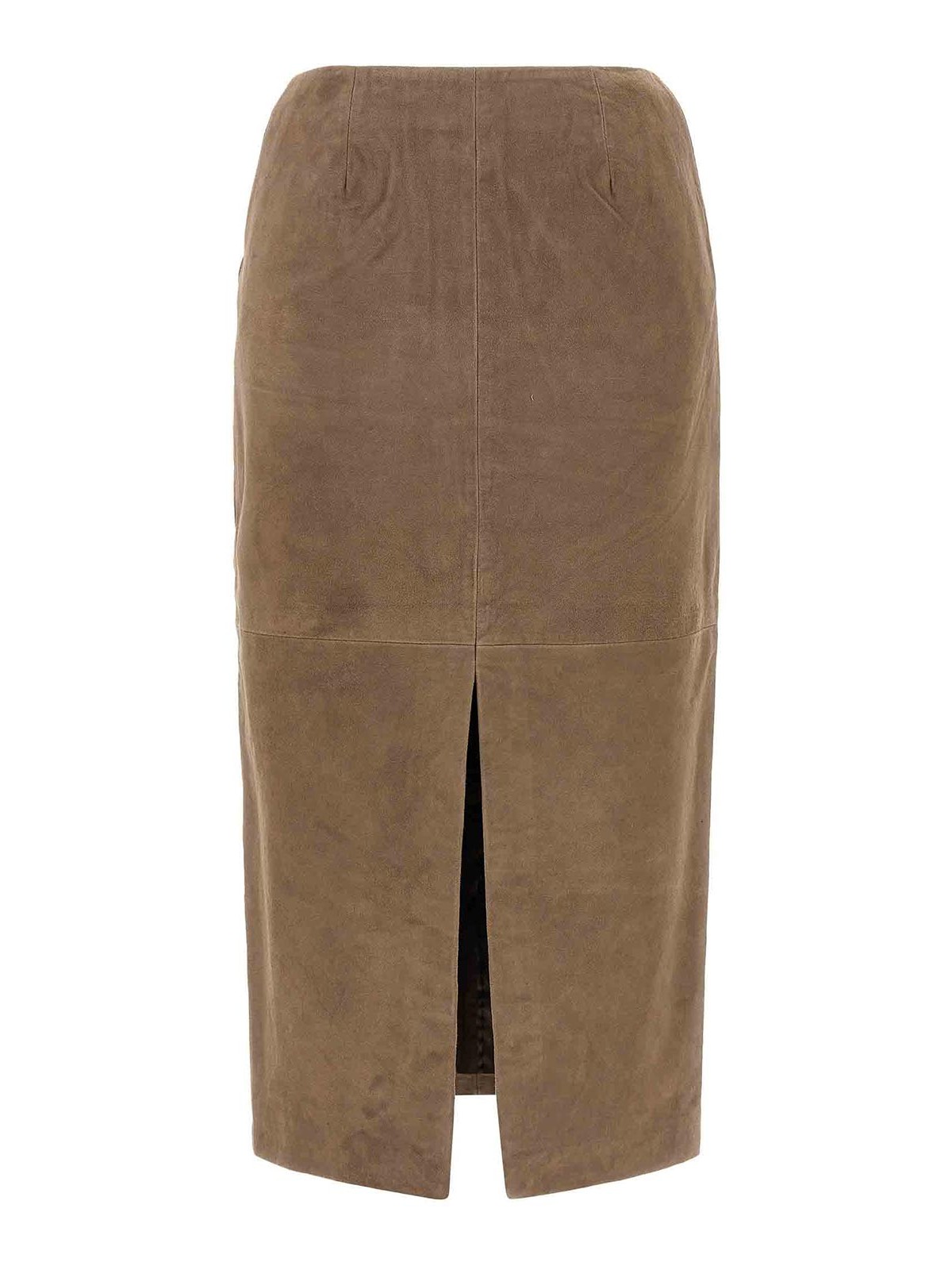 Rotate Birger Christensen - suede midi skirt back pocket slit