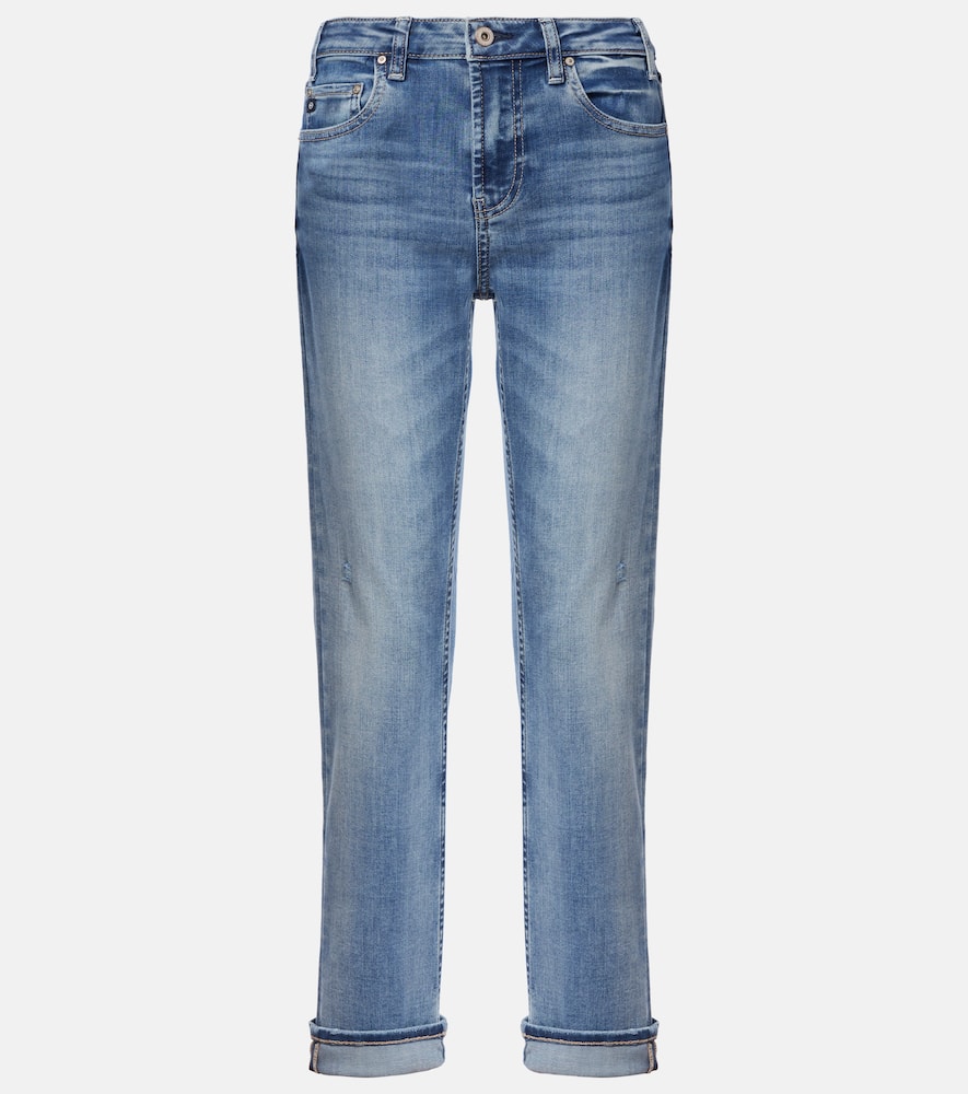 Girlfriend mid-rise straight jeans