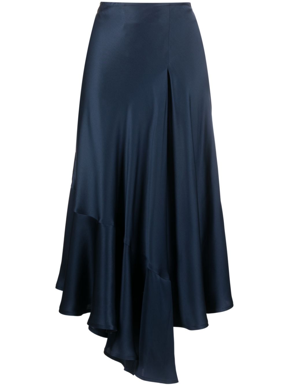 Asymmetric-hem silk skirt - Blue