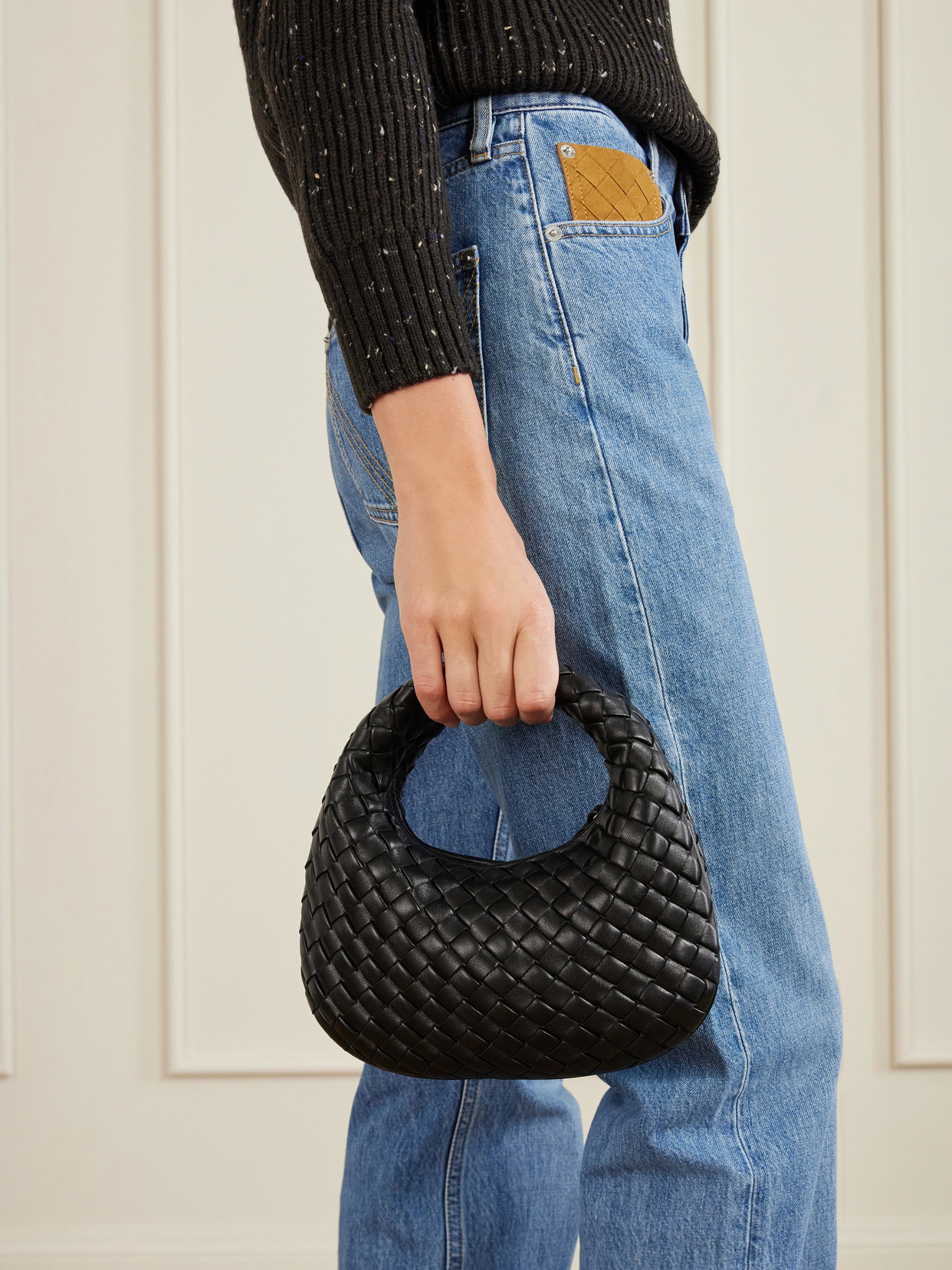 Intrecciato Leather Tote - Black