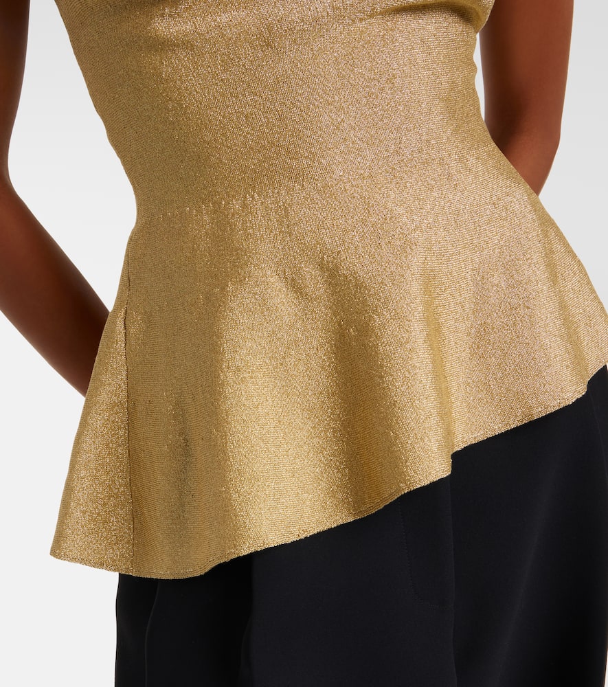Aimee one-shoulder lamé top