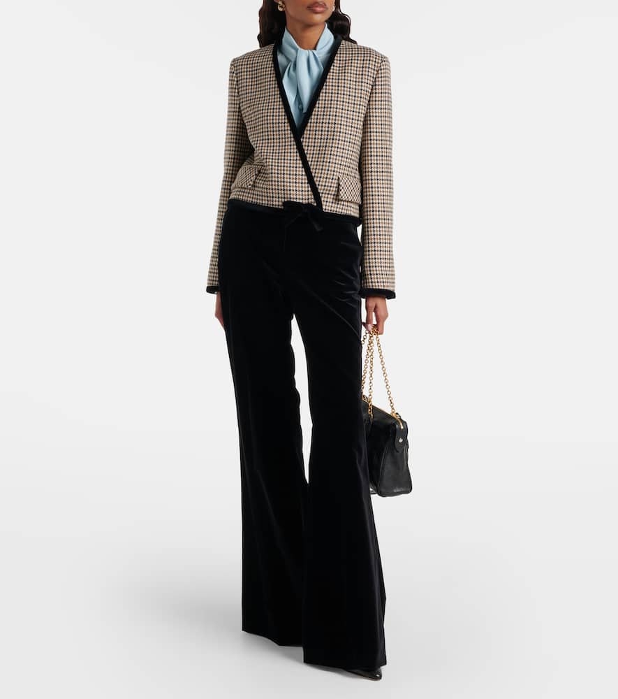 Cotton velvet wide-leg pants