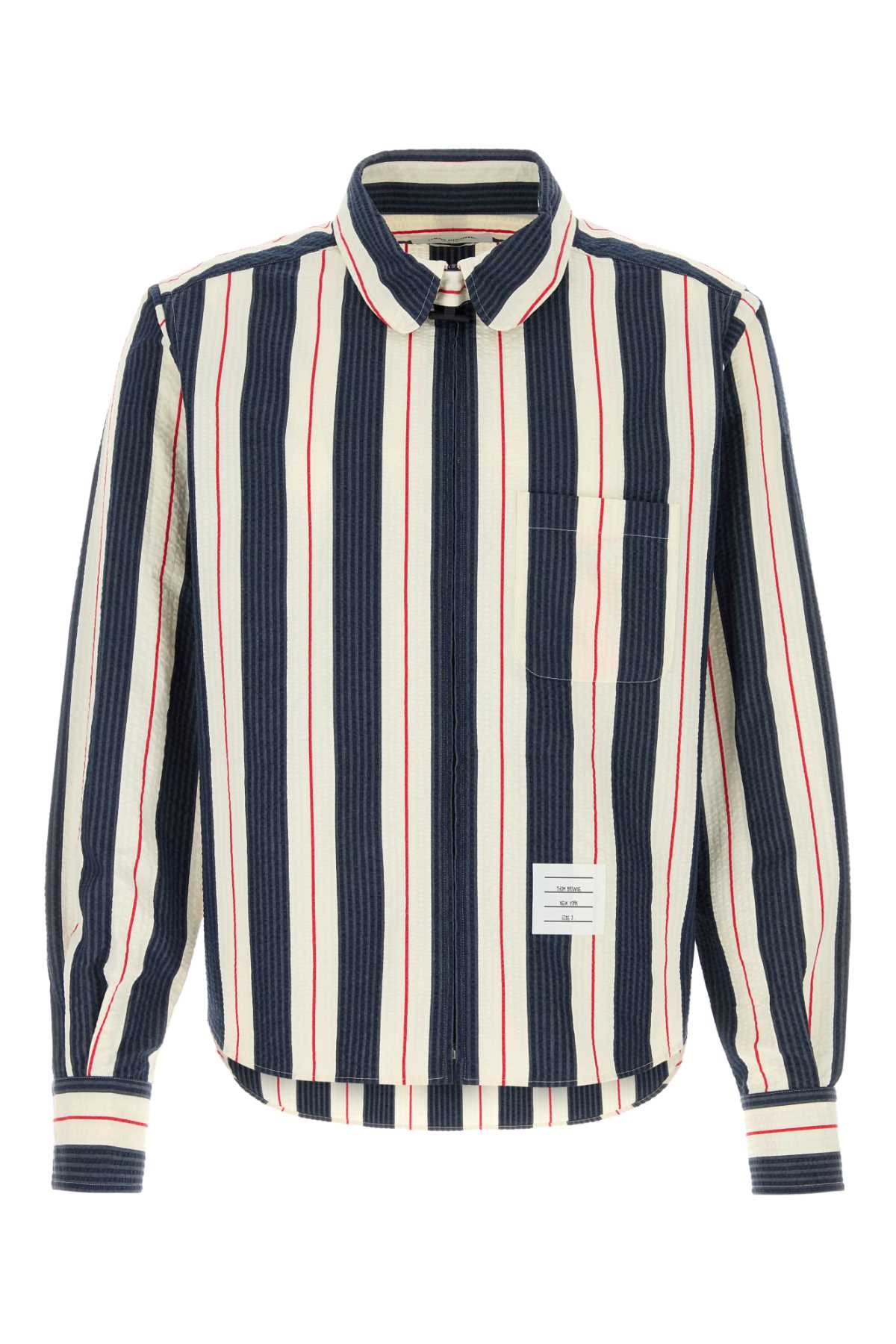 Striped Cotton Shirt — Navy