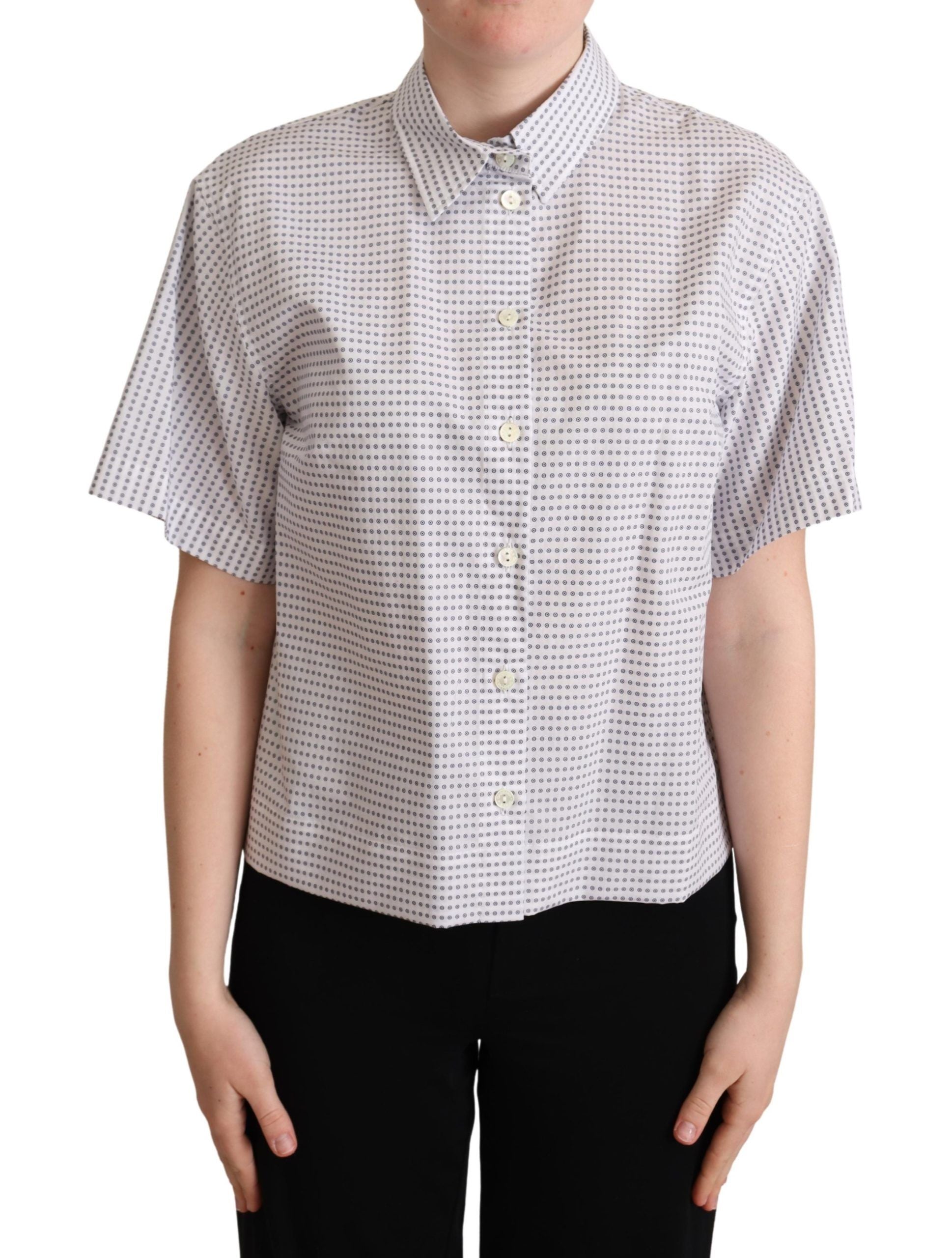 Polka-Dot Cotton Blouse — White