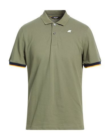Man Polo shirt Military green Size S Cotton, Elastane