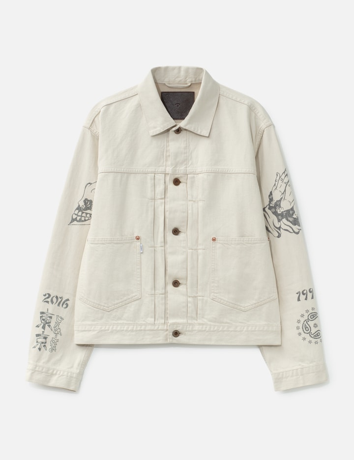 Tattoo Flash Print Pocket Denim Jacket