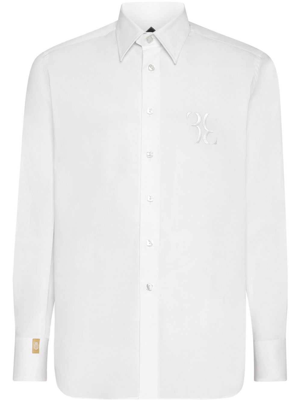 Logo-embroidery cotton shirt - White