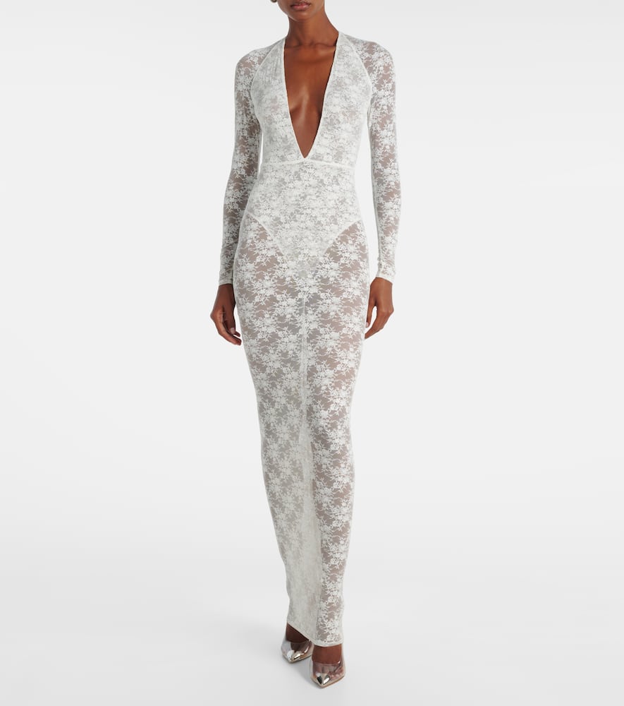 Bridal sheer lace gown