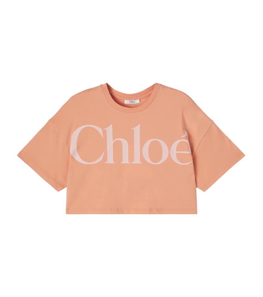 Chloé Kids Logo cropped cotton jersey T-shirt