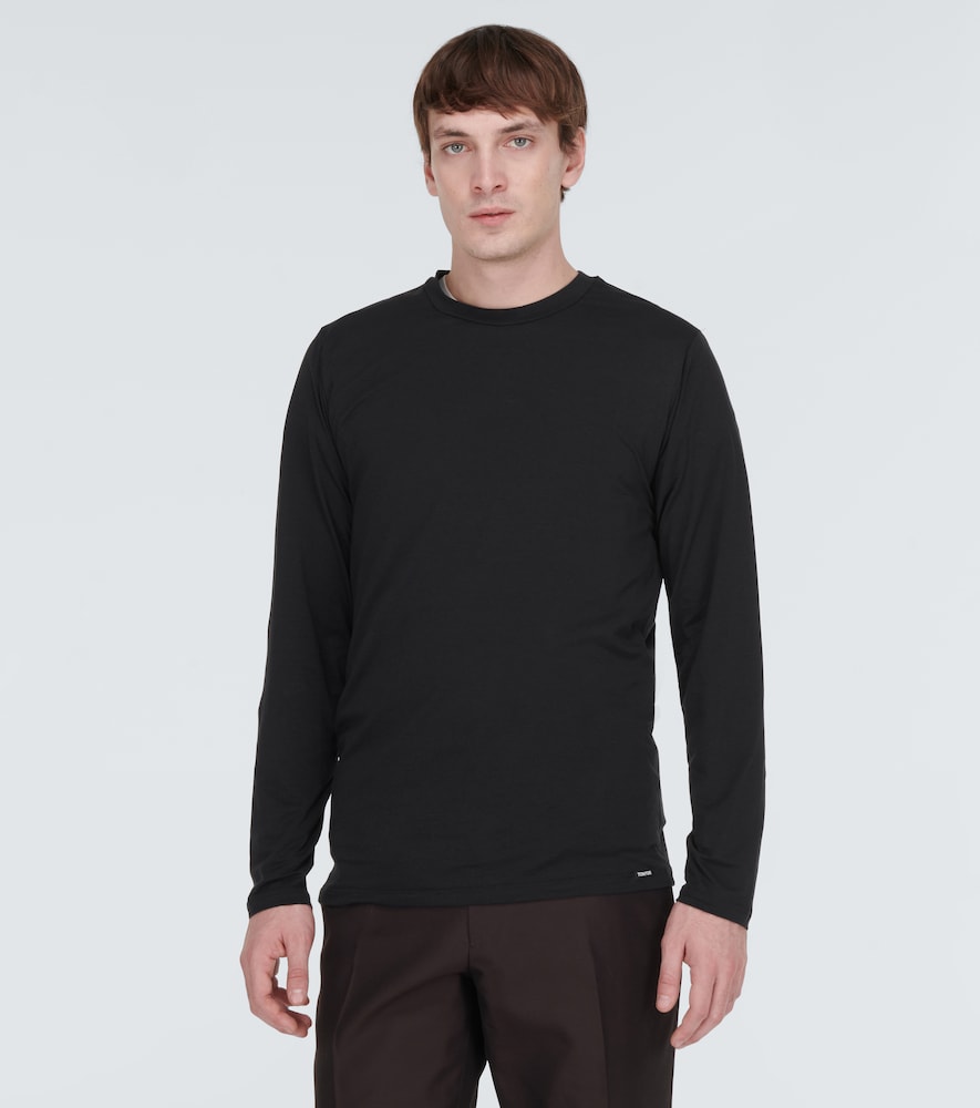 Long-sleeve cotton-blend T-shirt