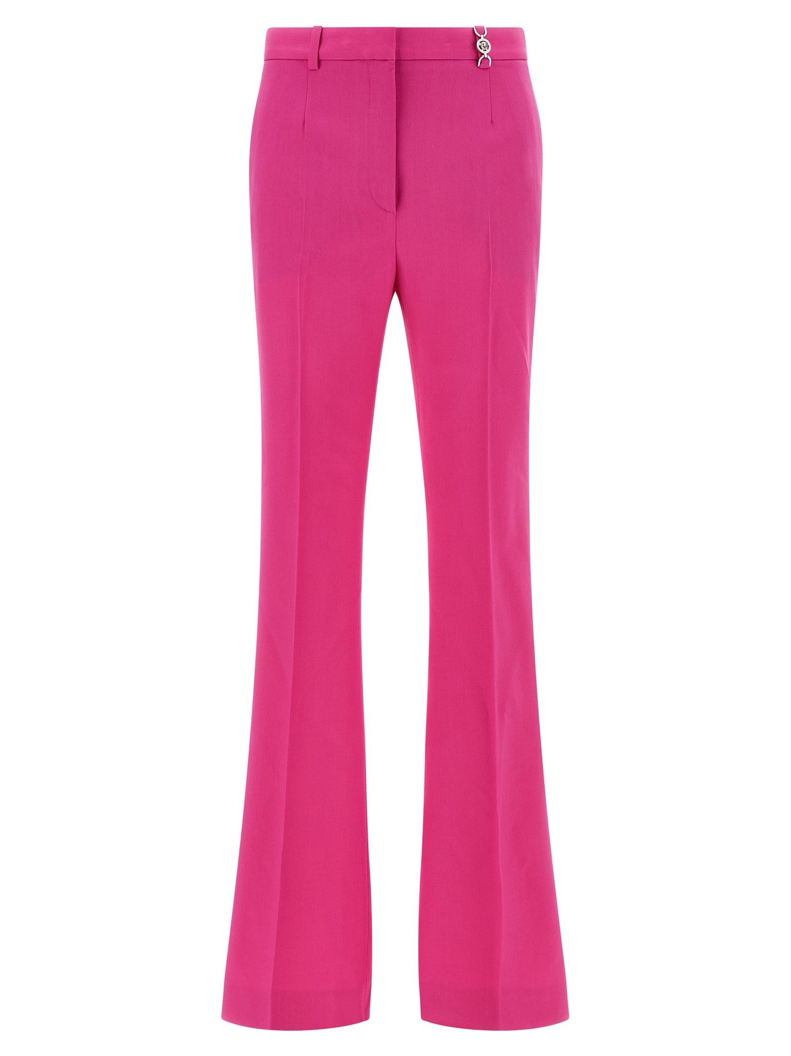 Virgin Wool Flared Trousers — Pink
