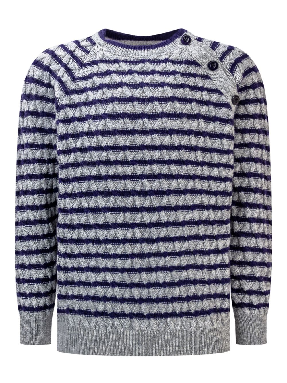 Striped cable-knit jumper - Grey