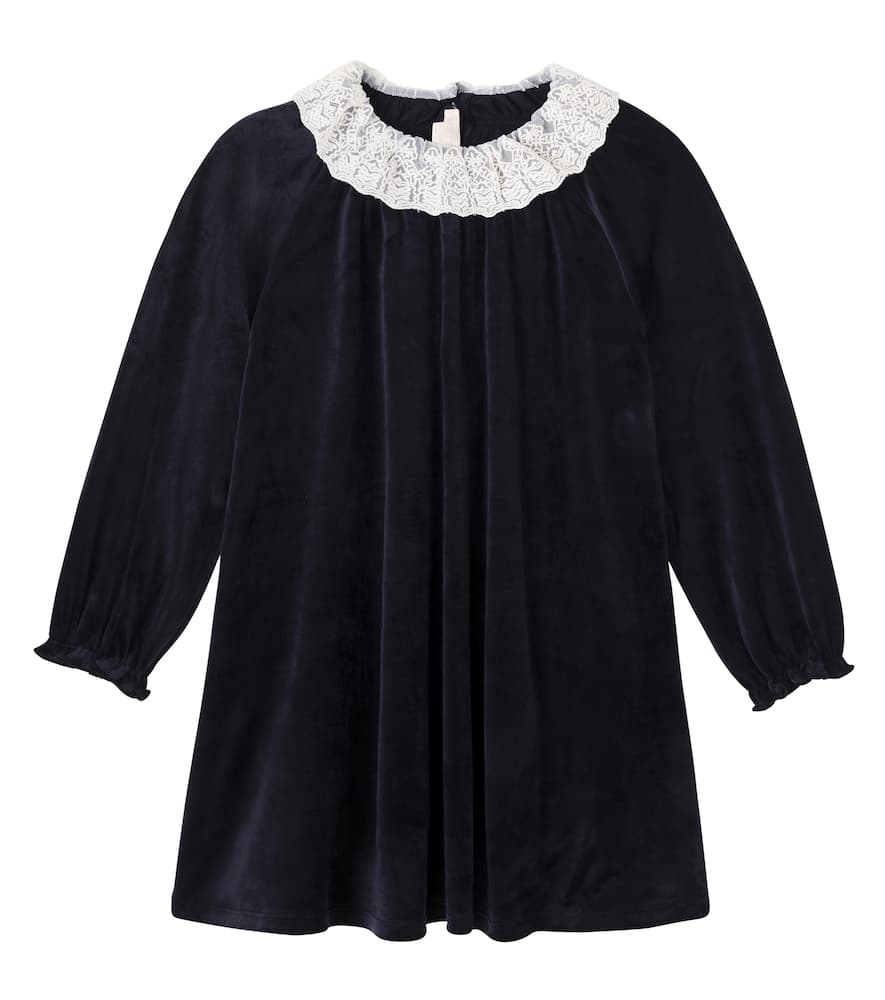 Konges Sløjd Lace-trimmed velvet dress