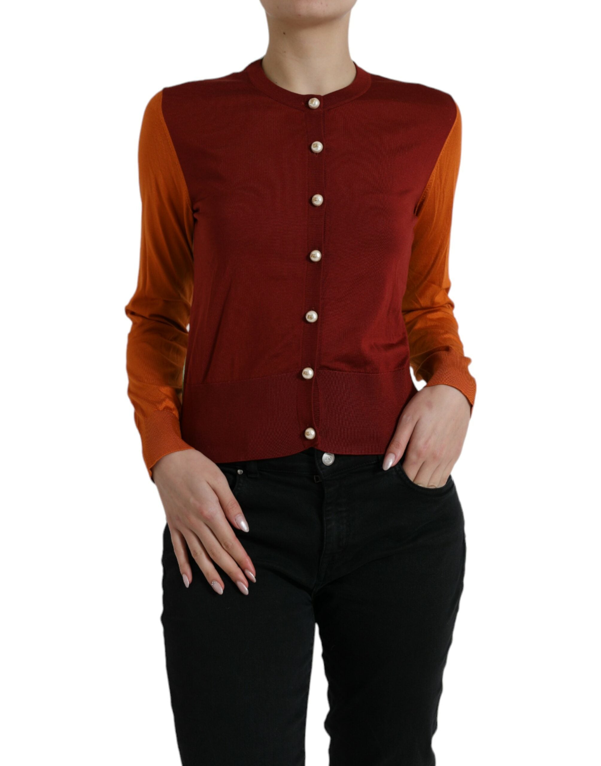 Silk Crewneck Cardigan — Multicolor