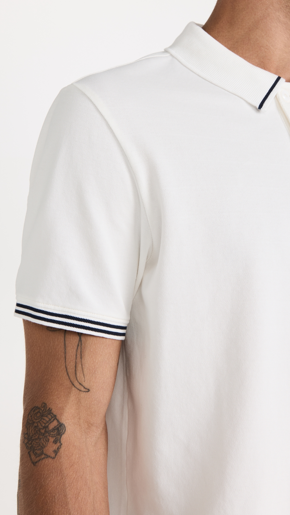 Tipped Collar Polo White