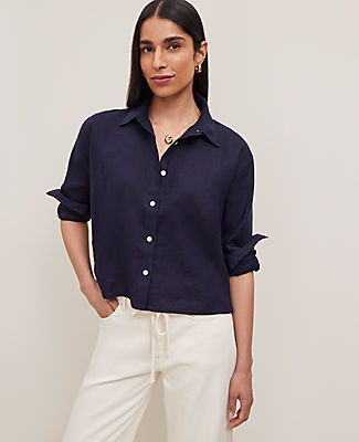 Ann Taylor Cropped Linen Shirt