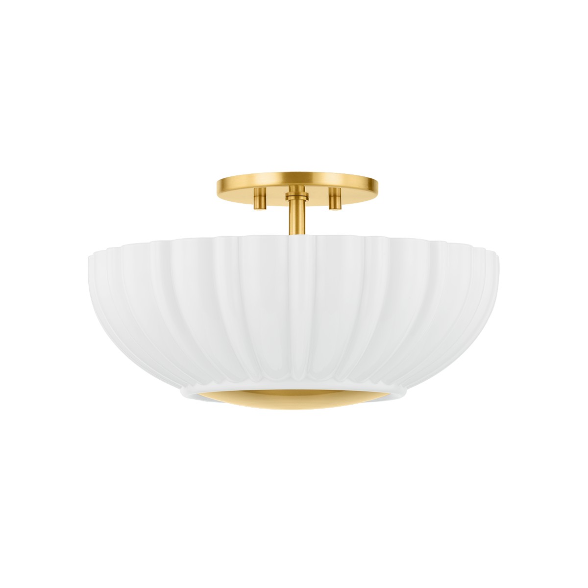 Aged Brass Two Light Flush Mount from the Anne Collection