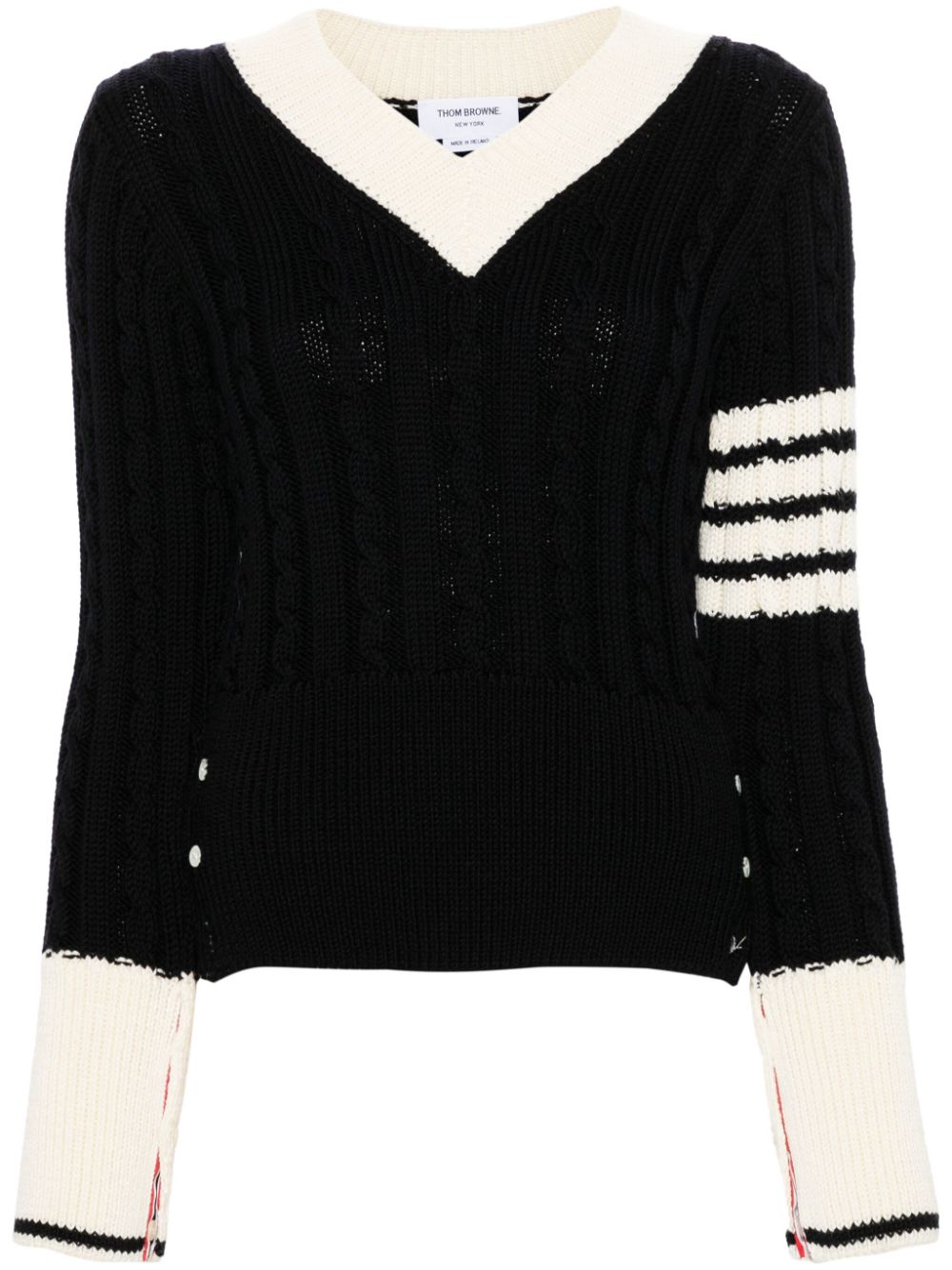 4-Bar cable-knit jumper - Blue