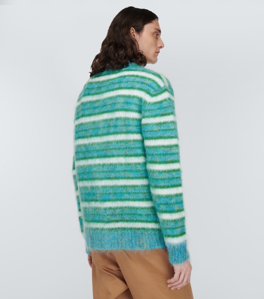 Striped mohair-blend cardigan