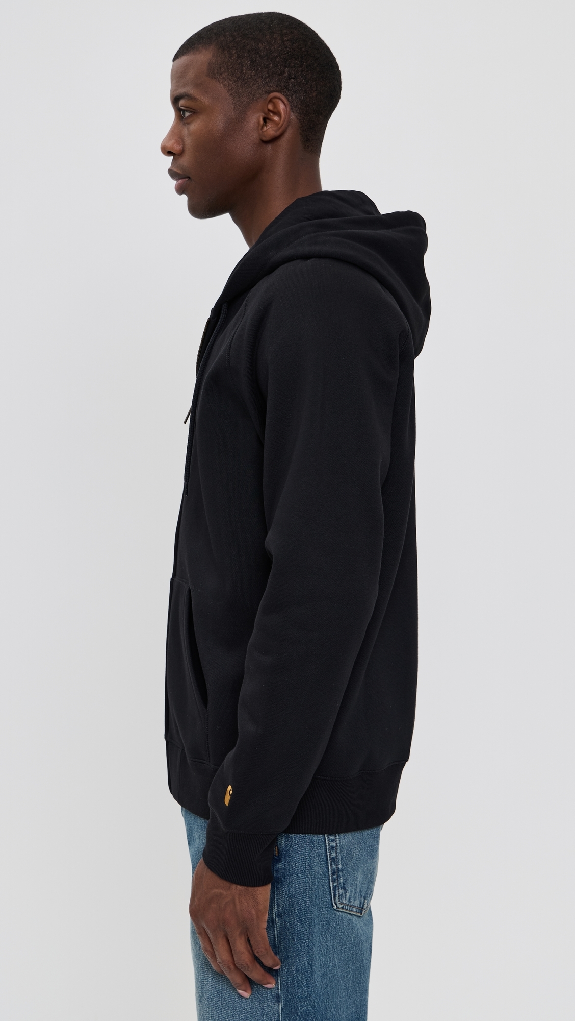Carhartt WIP Hooded Chase Full Zip Sweatshirt Black / Gold