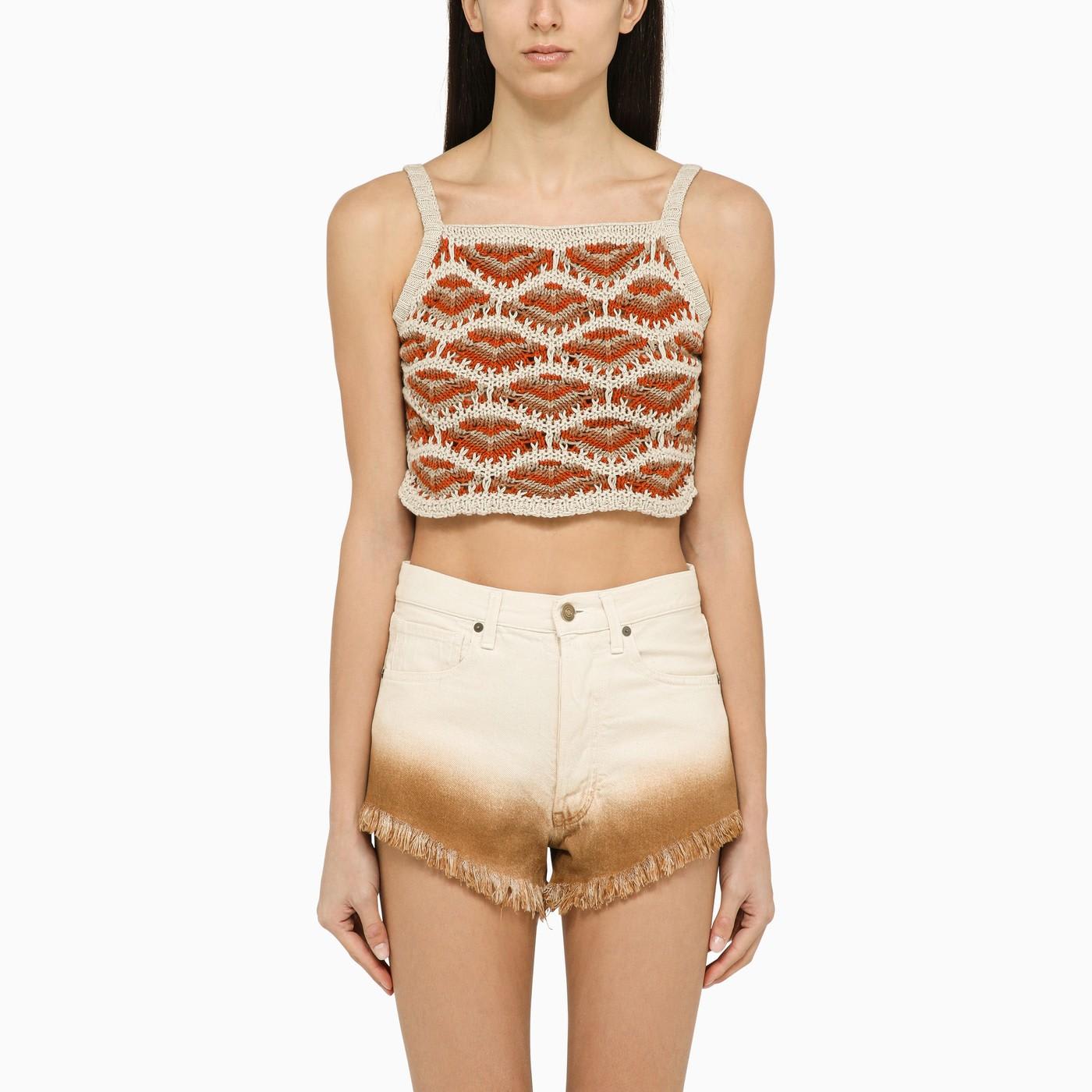 Hawa Mahal crochet-knit top - Neutrals
