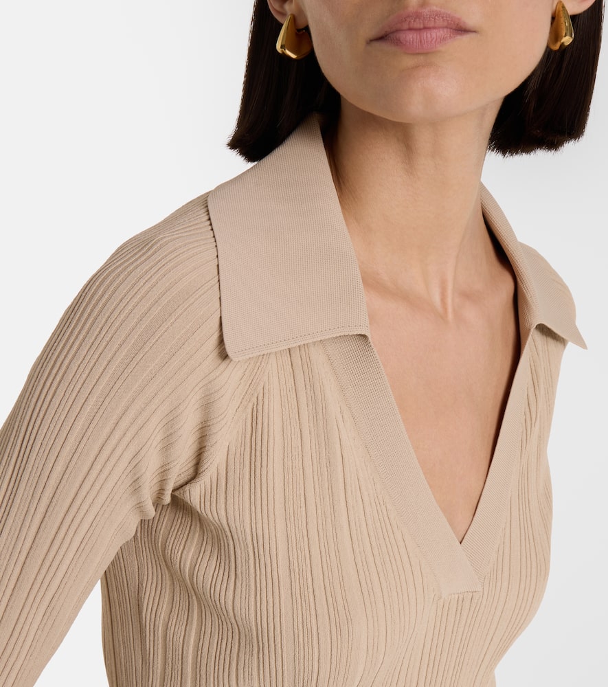 Chelia ribbed-knit polo sweater