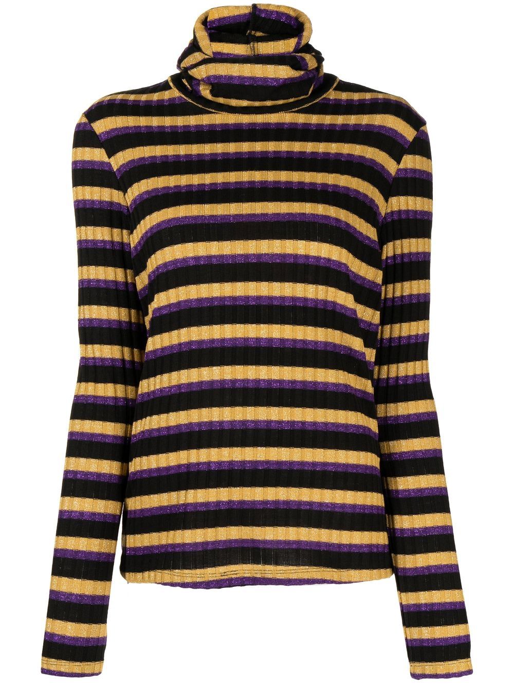 Striped roll-neck jumper - Yellow