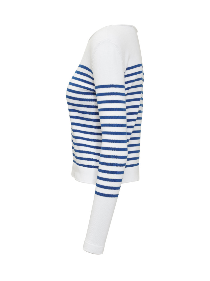 White Stripes Boat Neck Sweater