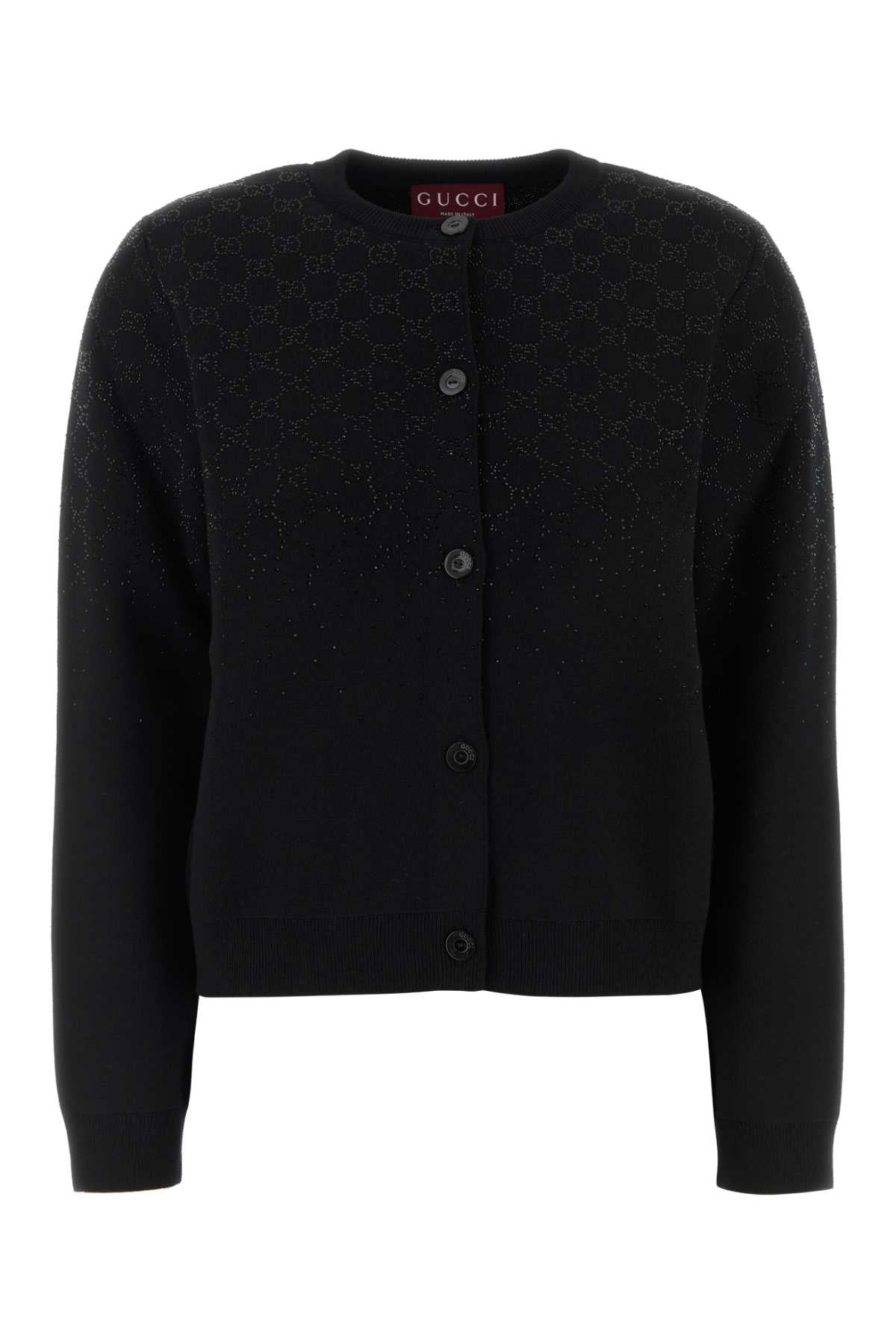 GG Monogram Wool Blend Cardigan — Black