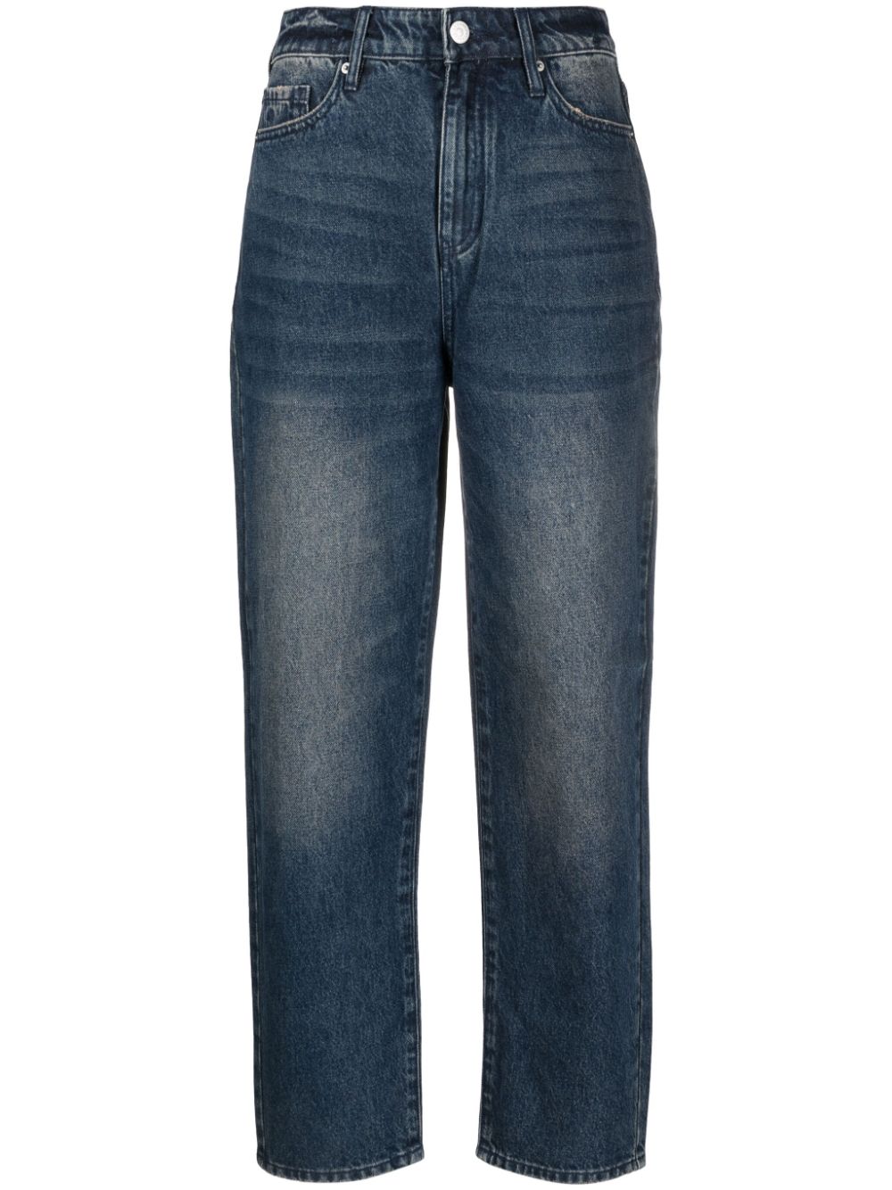 Distressed-effect straight-leg jeans - Blue