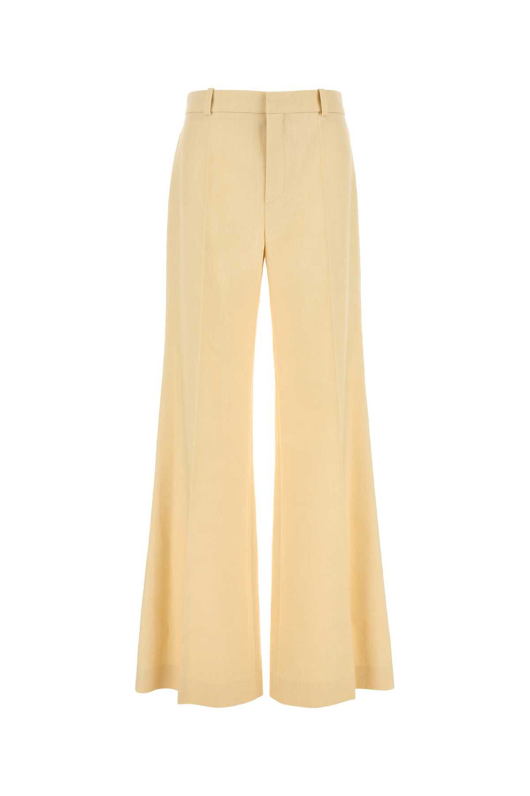 Cream Canvas Wide-leg Pant