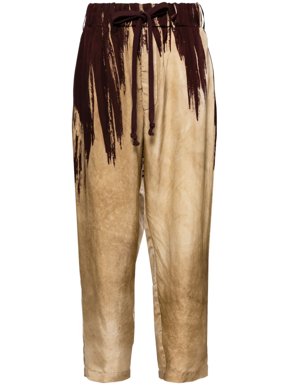Abstract pattern print drawstring trousers - Neutrals
