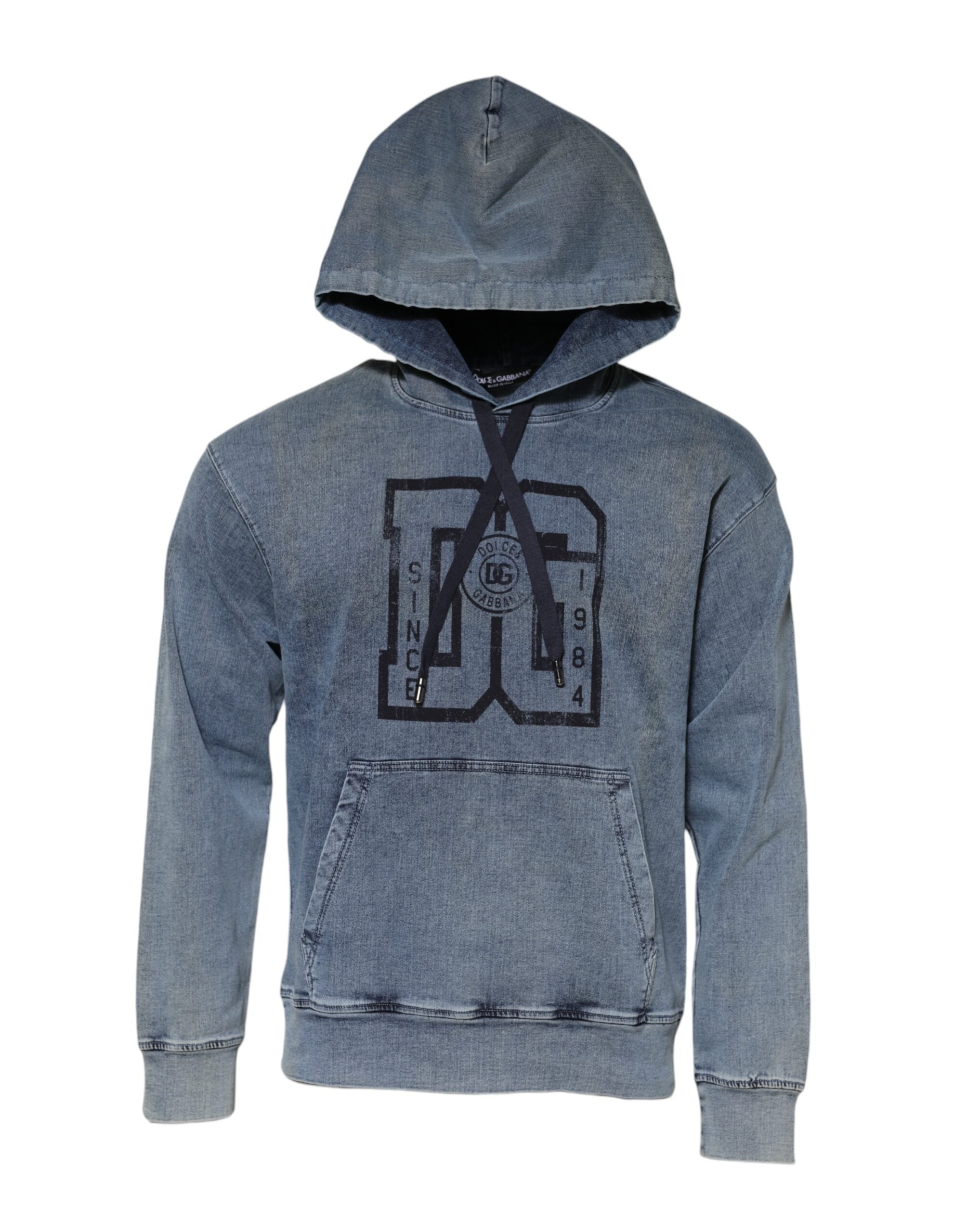 Logo-Printed Cotton Blend Hoodie — Blue