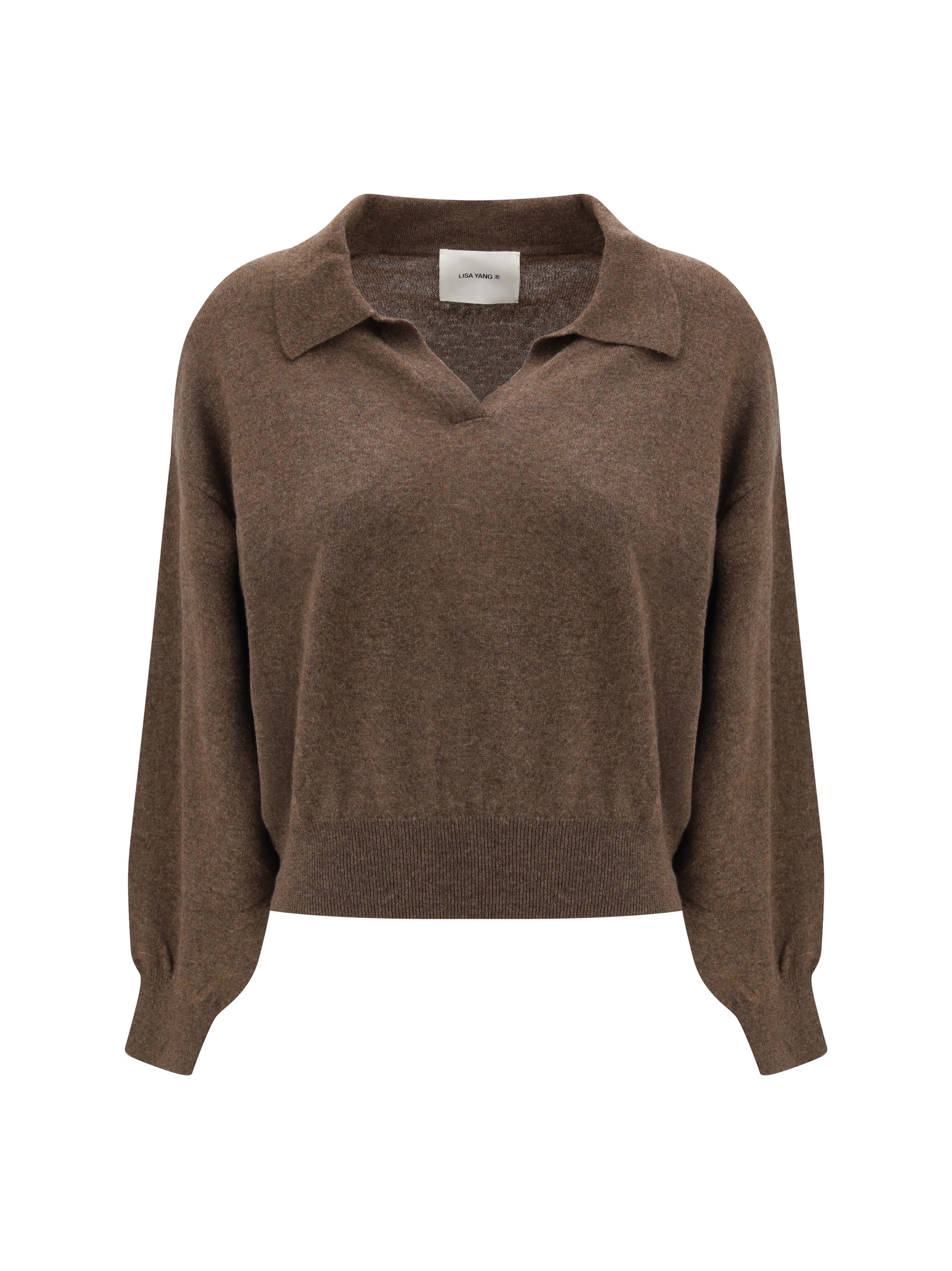 Cashmere V-Neck Sweater — Brown