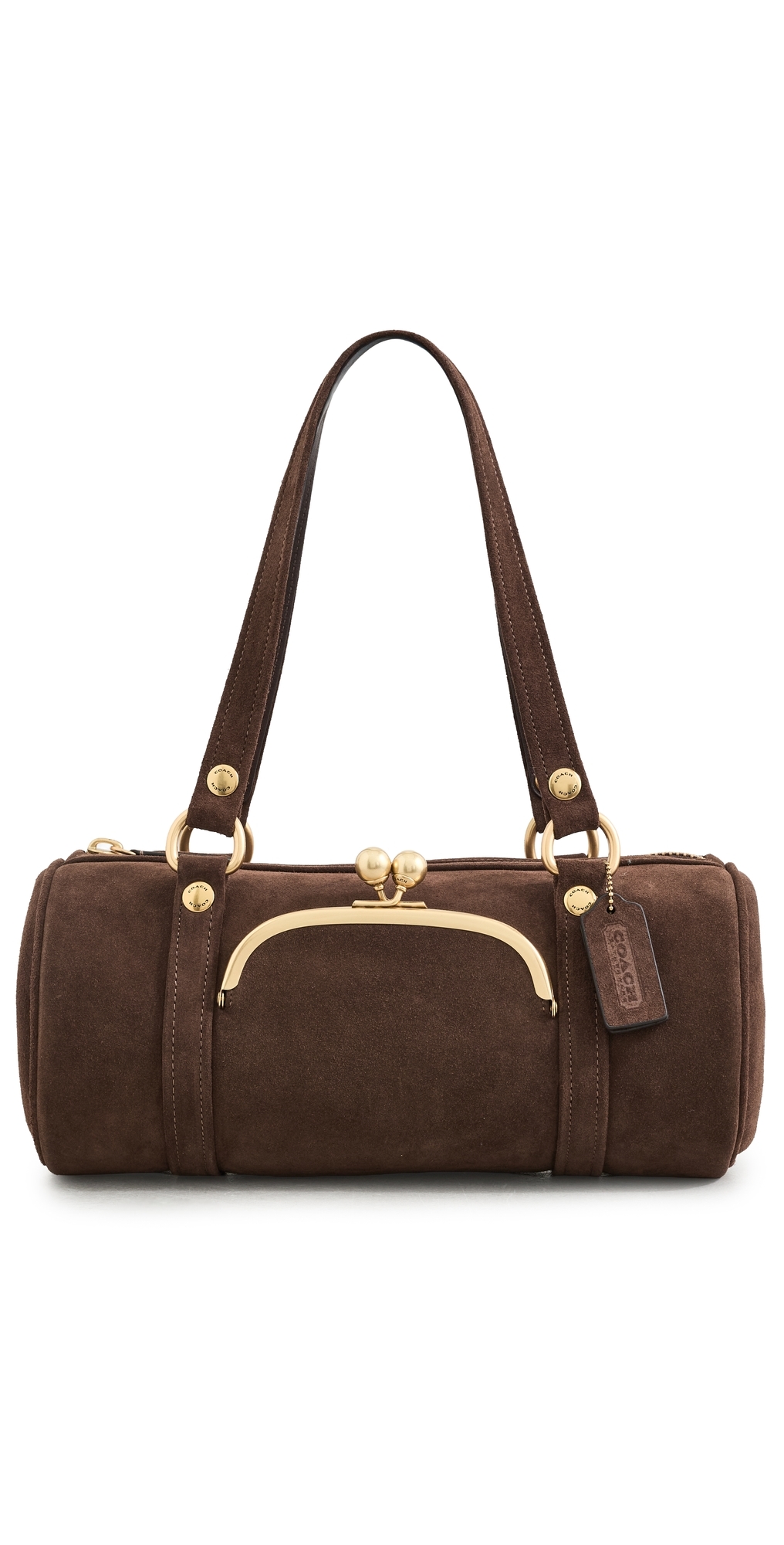 Suede Kisslock Barrel Bag Chocolate One Size