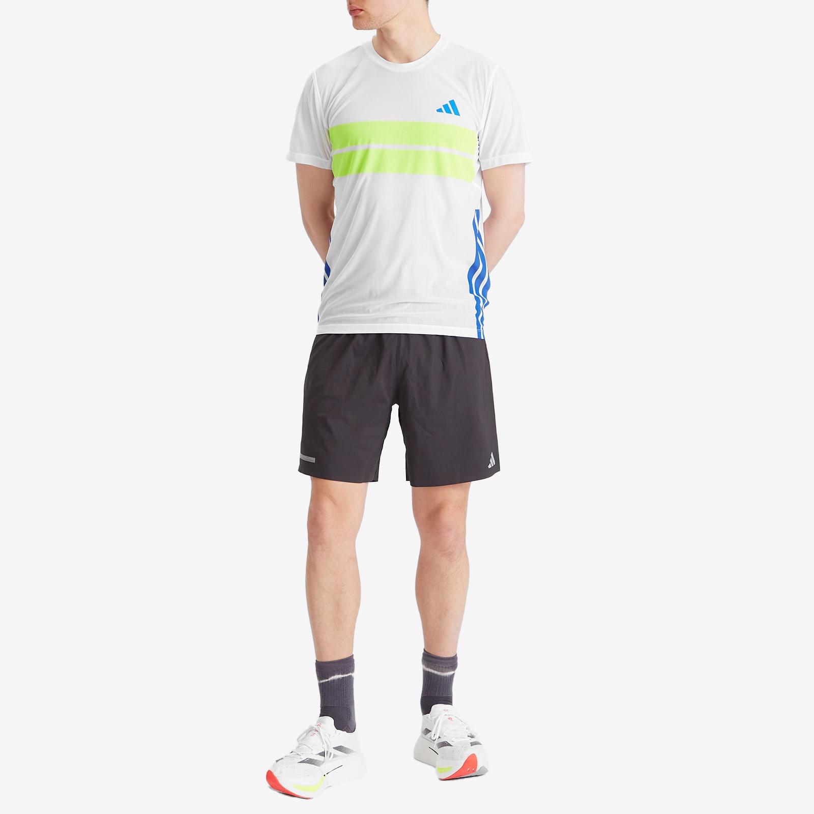 Adizero Run T-Shirt in White/Lucid Lemon
