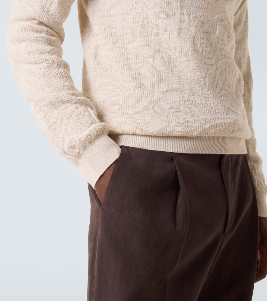 Jacquard wool-blend polo sweater
