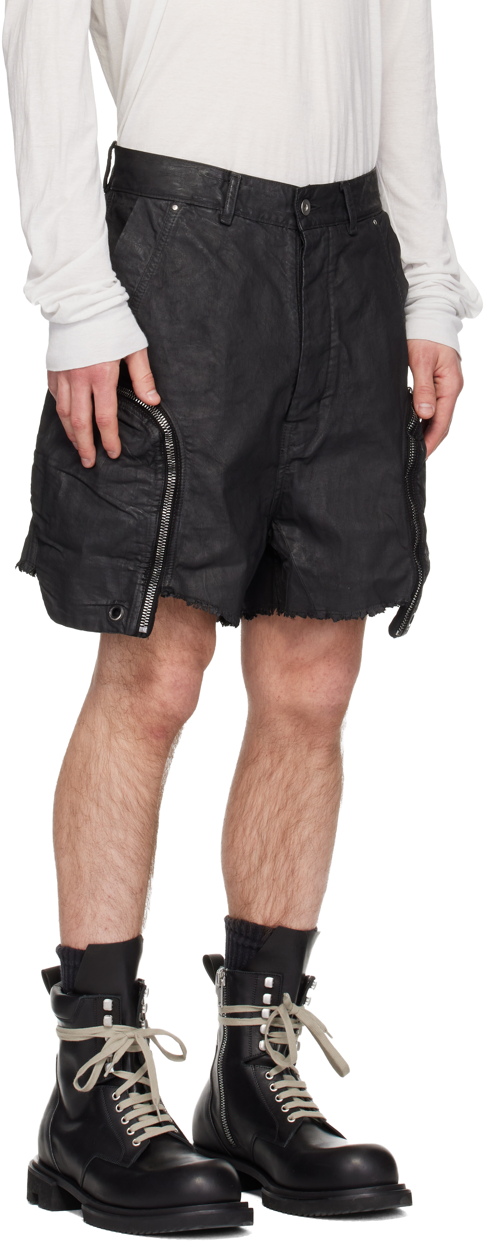 Black Temple Denim Bauhaus Shorts
